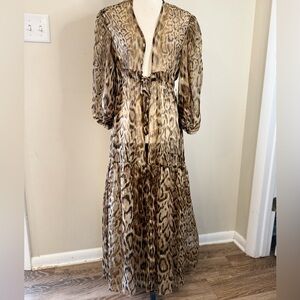 Express sheer maxi length leopard print beach coverup SZ SM